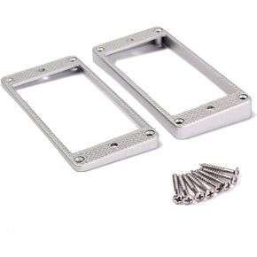 Alnicov 2PCS Guitar Curved Bottom Humbucker Pickup Ring Set for Epiphone Guitar Accessories，Silver