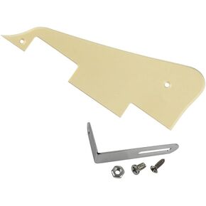 FLEOR 1Ply Cream LP Guitar Pickguard with Chrome Bracket Mounting Screws LP Style Pickguard Set