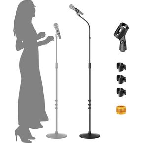 Mic Stand, Microphone Stand Floor Detachable Gooseneck Universal Mic Mount with Heavy Compact Round Base, Height Adjustable from 32" to 70" for Blue Yeti Blue Snowball Shure SM7B Samson Q2U