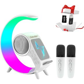 Karaoke Machine for Adults and Kids with 2 Wireless Microphones, Bluetooth Karaoke Speaker 5-in-1 with Wireless Charger&RGB Lights, Ideal for Gift Christmas Birthdays Home Party&16GB SD Card in Kuwait