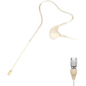 KIMAFUN Headset/Headworn Microphone Single Earset Ear-Hook Over Ear Hanging Condenser Mic Compatible with Audio Technica Wireless System Bodypack Transmitter, Performance, Theater, Lecture - Beige T4