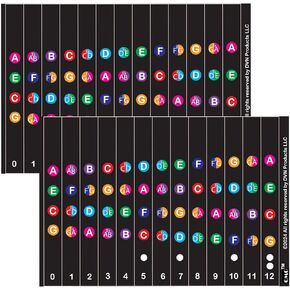QMG Ukulele Fretboard Stickers, Note Stickers for Soprano Concert Tenor Ukulele, Finger Guide Ukulele Beginner, 2 Pack
