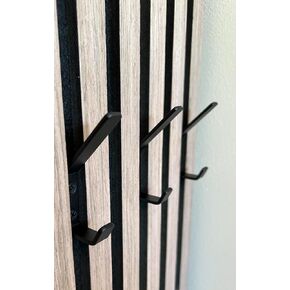 Acoustic Wood Wall Panels, Double Coat Hook, Wood Slat Wall Panels, Coat Rack, Slim 13mm Profile, Black Metal, Durable and Easy to Install, Perfect for Home, Office, and Commercial Spaces