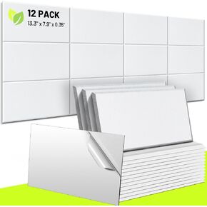 CAHAYA 12 Pack Acoustic Panels Self-Adhesive 13.4*7.9in Soundproof Insulation Panel Sound Absorbing Noise Reduction Pads Sound Reducing Foam for Office Door Walls White CY0339-2