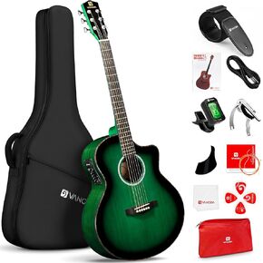 Vangoa Acoustic Electric Guitar Kit, 41 In Jumbo Cutaway Electric Guitars, 4/4 Full-size Acustica-Electrica Guitarra, Starter Bundle, Built-in EQ, For Beginner Adult Teen, Right-Hand Satin Green Burst
