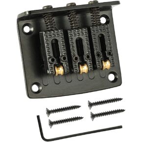 3 String Cigar Box Guitar Bridge, Electric Guitar Bridge Tailpiece Top Load Fixed Hardtail Saddle Cigar Box Guitar Parts, Black