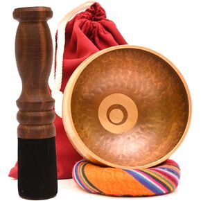Evil Eye Tibetan Singing Bowl-Meditation Bowl with Cushion, Mallet and Carry Bag-Handcrafted in Nepal- best for Yoga, Chakra Healing, Mindfulness, and Stress Relief-Spiritual Gifts for Women and Men