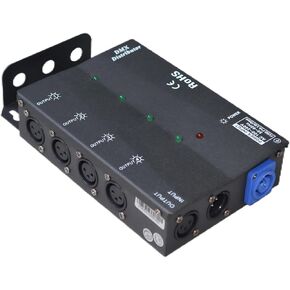 4-Way Isolated DMX Splitter Wireless DMX 512 Lighting Signal Amplifier XLR Distributor 3-Pin Outputs for Disco Party Bar LED Stage Lighting