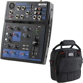 Gemini Sound GEM-05USB - 5-Channel Bluetooth Audio Mixer Bundle with Gator G-MIXERBAG-0909 Padded Nylon Mixer/Equipment Bag