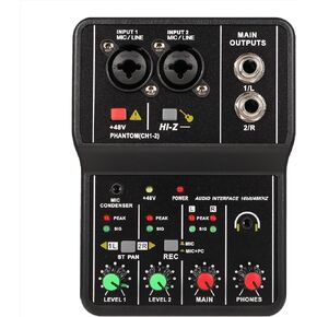 G-MARK Mini Audio Mixer 2 Channel With 48V Phantom Power Sound Effects Interface Music For Live Show Recoding Stage Party DJ Podcast Streaming