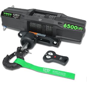 TYT 3000 lb ATV Winch, 12V DC Electric Winch with Wireless Remote and Wired Switch, 1/5"x 32FT Synthetic Winch Rope with Fairlead and Winch Mounting Plate