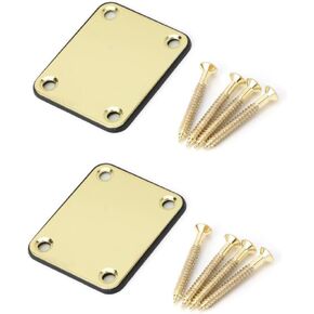 2pcs Black Electric Guitar Neck Plate with Screws Compatible for Strat Tele Style Electric Guitar Bass