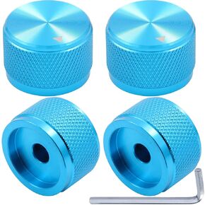 Blue Aluminum Rotary 4PCS Electronic Control Potentiometer Knob for 6 mm Diameter Shaft, Volume Control Knobs, Audio knob, Electric Guitar Knobs, Switch Knob, 20mm x 15.5mm