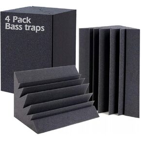 Acoustic Foam Panels - 4 Pack Bass Traps Acoustic Foam Corner - 7" X 7" X 12" Bass Traps Corner Studio Foam - Acoustic Panels Recording Studio Acoustical Treatments