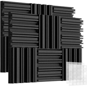 Thick Acoustic Foam Panels, 12 X 12 X 2 Inches 12pcs Broadband Sound Absorbing Foam, Groove Decorative 3D Wall Ceiling Panel