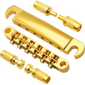 Gold Electric Guitar Bridge, Set Of String Saddle Nashville Tune-o-matic Roller Saddle Bridge Tailpiece with Studs for Les Paul SG LP Style Electric Guitar Replacement Parts