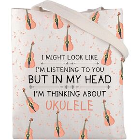 FUSTMW Ukulele Lover Gifts Ukulele Lady Tote Bag Ukulele Gift Tote Bag Ukulele Player Gift I Might Look Like Listening to You