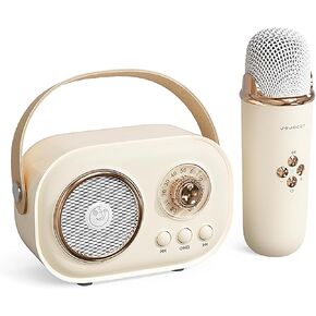 Mini Karaoke Machine, Portable Bluetooth Karaoke Speaker for Kids and Adults with Wireless Microphone, Small Karaoke System, Gifts for Boys Girls Christmas Birthday Party Gathering Pink