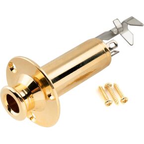 Musiclily Pro 6.35mm Acoustic Electric Guitar Bass Mono/Stereo Endpin Output Jack Strap Button Jack Socket, Gold