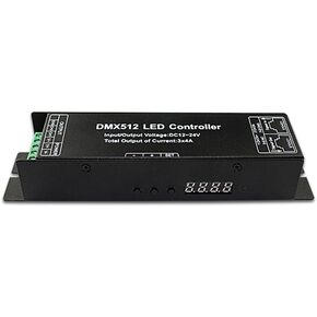 DMX 512 Digital Display Decoder PWM Dimming Driver Controller DC12-24V 3x4A 12A 3 Channel Digital Tube DMX512 Decoder For RGB LED Tape Strip