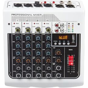 Mezclador de Audio Mezclador de DJ de 6 Canales Consola de Tablero de Sonido con Entrada USB MP3 Bluetooth 48 V para presentaciones en Vivo Karaoke en Escenario en casa