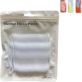100PCS Dental Floss Picks - Compatible with 3 PCs Family Pack Refillable Dispenser, Gentle on Gums, White