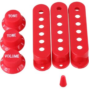 lovermusic Red Single Coil Pickup Cover 1 Volume 2 Tone Knobs Switch Electric Guitar