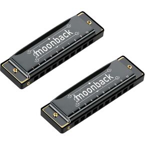 2 Packs Harmonicas for Beginners Harmonica Key of C 10 Hole Harmonica Blues Harp Mouth Organ with Case, Standard Harmonica For Adults, Beginners and Students, as a Gift