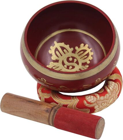 Tibetan Medium Size Singing Bowl Complete Set With Mallet and Brocade Cushion ~ For Meditation, Chakra Healing, Prayer, Yoga in Saudi Arabia