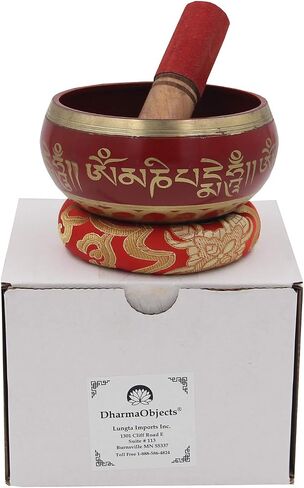 Tibetan Medium Size Singing Bowl Complete Set With Mallet and Brocade Cushion ~ For Meditation, Chakra Healing, Prayer, Yoga in Saudi Arabia