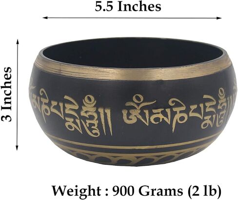 Tibetan Medium Size Singing Bowl Complete Set With Mallet and Brocade Cushion ~ For Meditation, Chakra Healing, Prayer, Yoga in Saudi Arabia