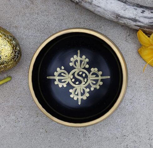 Tibetan Medium Size Singing Bowl Complete Set With Mallet and Brocade Cushion ~ For Meditation, Chakra Healing, Prayer, Yoga in Saudi Arabia