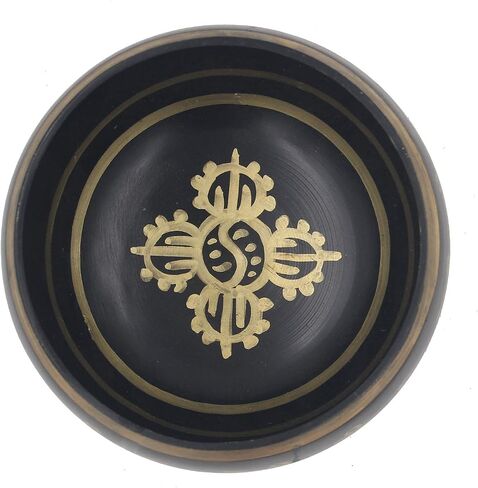 Tibetan Medium Size Singing Bowl Complete Set With Mallet and Brocade Cushion ~ For Meditation, Chakra Healing, Prayer, Yoga in Saudi Arabia