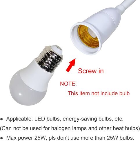 E27/E26 Plug in Light Bulb Socket Adapter Extender with On/Off Switch, Outlet to Socket Adapter Extension, White in Saudi Arabia
