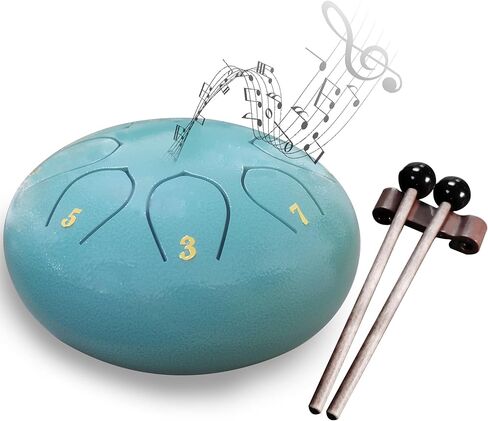 طبلة لسان فولاذية 6 بوصات 8 طبلة مطر للحديقة الخارجية مع حقيبة، كتاب موسيقى، مطارق طبلة يدوية، حامل مطرقة، أعواد أصابع وملصقات أداة قرع شاكرا باللون الأخضر in Kuwait