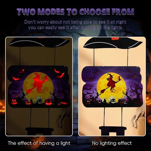 Halloween door hanger,Wooden Halloween Decoration Witch Welcome Sign with Lights, Spooky, Bat, Ghost & Cute Broom Combination for Farmhouse Front Door Porch Wall Decor- Violet (Battery not included) in Saudi Arabia
