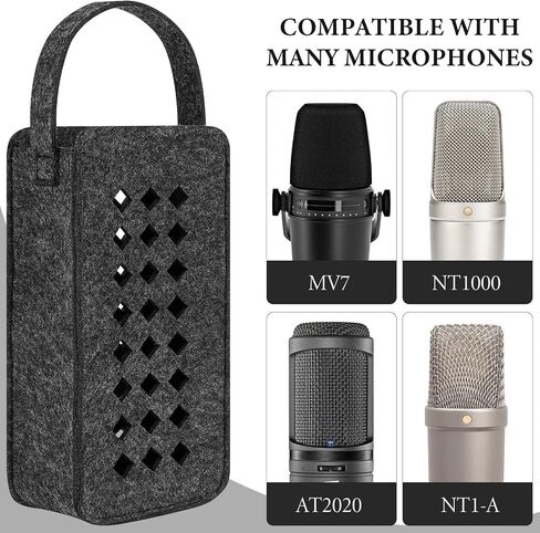 حقيبة حمل ميكروفون Geekria for Creators متوافقة مع Shure MV7، MV7X، Rode NT1، NT1-A، NT2-A، NT1000 حقيبة حماية للسفر (رمادي داكن) in Saudi Arabia