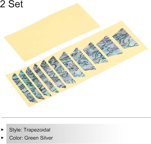 MECCANIXITY Fretboard Markers Inlay Stickers Decals for Guitars and Bass Trapezoidal Electric Guitar Fingerboard Sticker Green Silver 2Pcs in Saudi Arabia