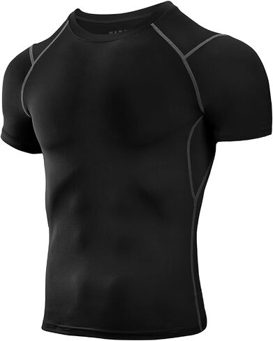 Niksa Men's Compression Shirts 4 Pack, Short Sleeve Athletic Compression Tops Cool Dry Workout T Shirt, Rash Guard Base Layer Undershirt in Kuwait