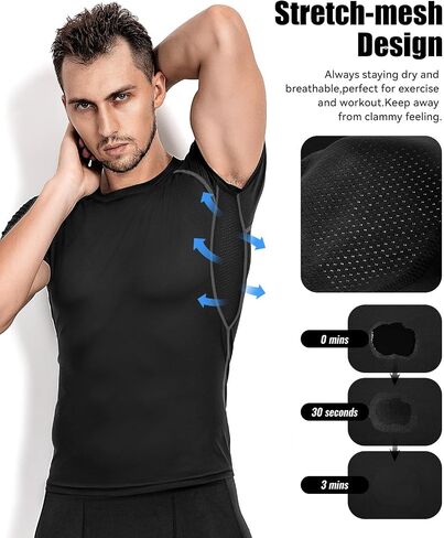 Niksa Men's Compression Shirts 4 Pack, Short Sleeve Athletic Compression Tops Cool Dry Workout T Shirt, Rash Guard Base Layer Undershirt in Kuwait