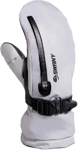 SWANY Men's Arctic Touch-Screen Compatible Insulated Warm Durable Leather Winter Mittens with Quick Release Strap in Saudi Arabia