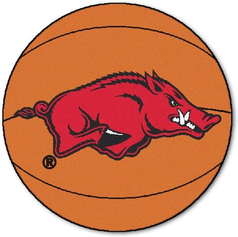 FANMATS 2128 Arkansas Razorbacks Basketball Shaped Rug - 27in. Diameter, Basketball Design, Sports Fan Accent Rug in Saudi Arabia