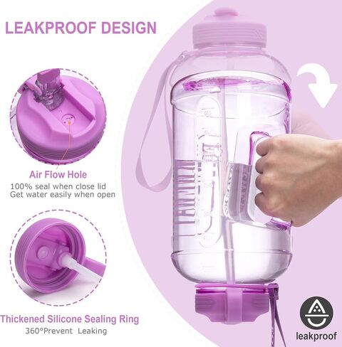 Half Gallon Water Bottle with Straw Leakproof Large Sports Water Bottle with Handle 2L/74oz BPA Free Water Jug for Camping Hiking (2.2L, Black) in Saudi Arabia