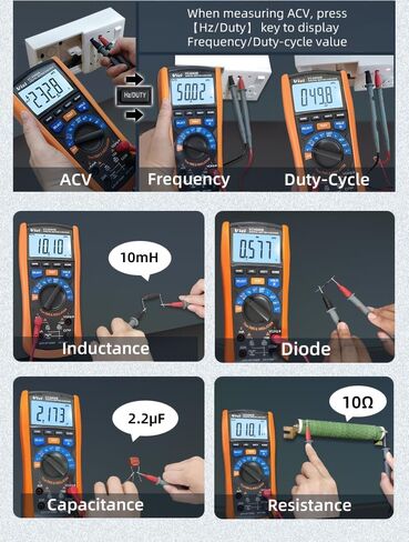 Megohmmeter Insulation Resistance Meter, 250V/500V/1000V, 1999 Count, Measures 0.1MΩ~2000MΩ, Auto Range, Backlit LCD, AC/DC Voltage Measurement, Data Freeze, Low Battery Indicator (VC60B+) in Saudi Arabia