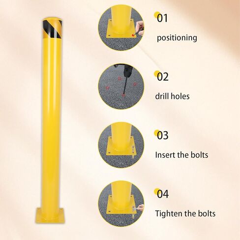 Safety Bollards Post, 36 inch Height 4.5 inch Diameter Steel Bollard Post，Anti-Collision Safety Post, Bollard Post for Parking Lots, Parks and Streets, 6 Packs in Saudi Arabia