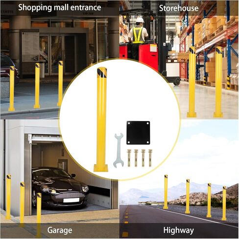 Safety Bollards Post, 36 inch Height 4.5 inch Diameter Steel Bollard Post，Anti-Collision Safety Post, Bollard Post for Parking Lots, Parks and Streets, 6 Packs in Saudi Arabia