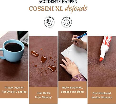 XL Desk Pad - Large PU Leather Desk Mat (3ft x 1.5ft) - Buttery Smooth Writing, Damage Blocking, Non-Slip, Waterproof - Home Office Computer Desk Protector Blotter Laptop Keyboard Mouse Pad in Saudi Arabia