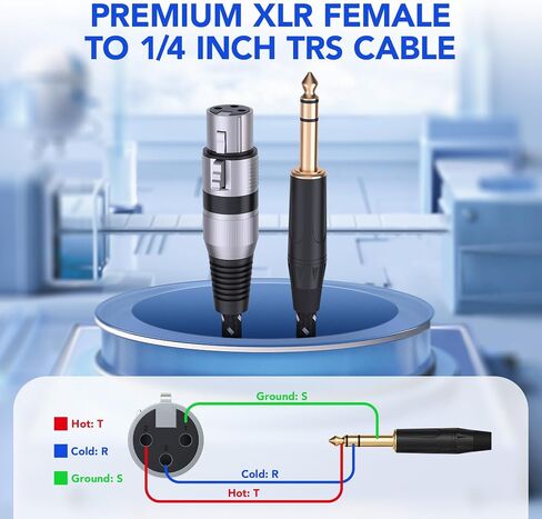 Professional 3FT XLR Female to 1/4 Inch TRS Cable, Noise Free XLR to 1/4 Cable, Long-Lasting XLR to TRS Jack Lead Balanced Signal Interconnect Cable, Widely Used for Microphone, AMP, Mixer in Saudi Arabia