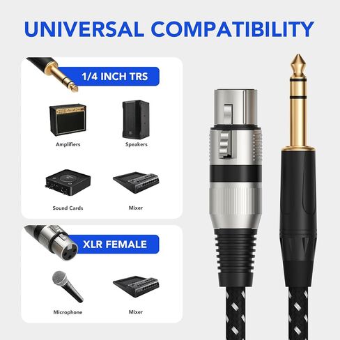 Professional 3FT XLR Female to 1/4 Inch TRS Cable, Noise Free XLR to 1/4 Cable, Long-Lasting XLR to TRS Jack Lead Balanced Signal Interconnect Cable, Widely Used for Microphone, AMP, Mixer in Saudi Arabia
