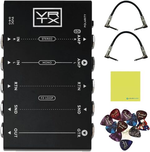 حزمة Pedalboard لواجهة Vertex Effects Buffer مع 2x Strukture S6P48 كابلات التصحيح ذات الزاوية اليمنى المنسوجة و12x قطع جيتار وقماش تلميع الصوت السائل in Saudi Arabia